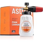 AstroAI Foam Cannon for Pressure Washer with 1/4" Quick Connect Plug, 1 L | Thick Foam, Car Wash, Heavy Duty Durable Foam Sprayer, Wide Neck, Adjustable Snow Foam Lance, Easy Install, Detailing, Brass
