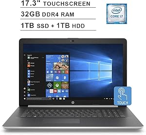 2020 HP Pavilion Newest 17 17.3 Inch HD+ SVA Touchscreen Laptop (Intel Quad Core i7-8565U up to 4.6 GHz, 32GB RAM, 1TB SSD + 1TB HDD, Intel UHD Graphics 620, DVD, Bluetooth, WiFi, HDMI, Windows 10)