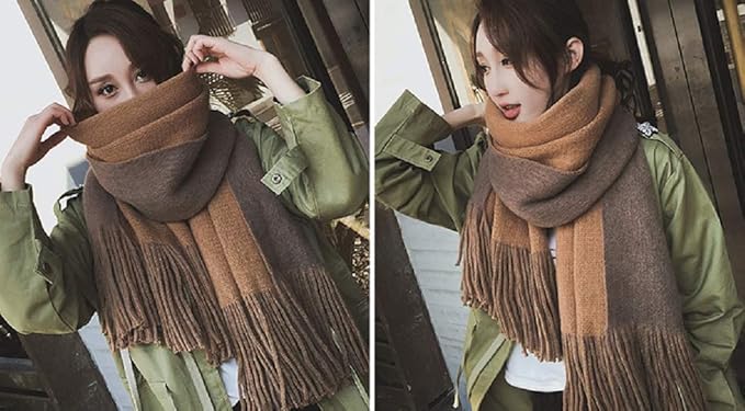 Amazon マフラー ストール ひざ掛け ショール スヌード カシミヤタッチ ブラウン マフラー 通販