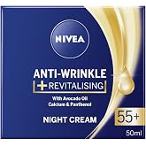 NIVEA Anti-Wrinkle Restorative Night Cream 55+ &ndash; Rich Regenerating Moisturizer with Avocado Oil, Calcium &amp; Panthenol, 50 ml Mature Skin Care for Overnight Renewal