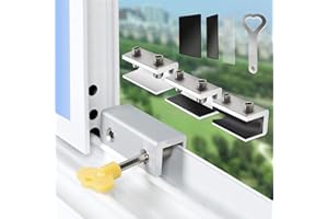 Tahikem 4 Sets Sliding Window Locks, Security Window Double Lock with Key, Aluminum Stoppers, for Width Less Than 19/32" Height Greater Than 3/4" Track Vertical & Horizontal Slide Door Child Windows