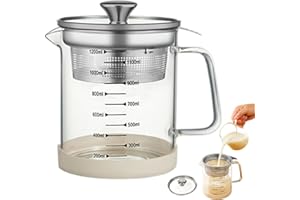 Nut Milk Strainer 42oz Yogurt Strainer with Fine Mesh Heat & Cold Resistant Glass Pitcher with Lid for Filtering Juice & Tea 