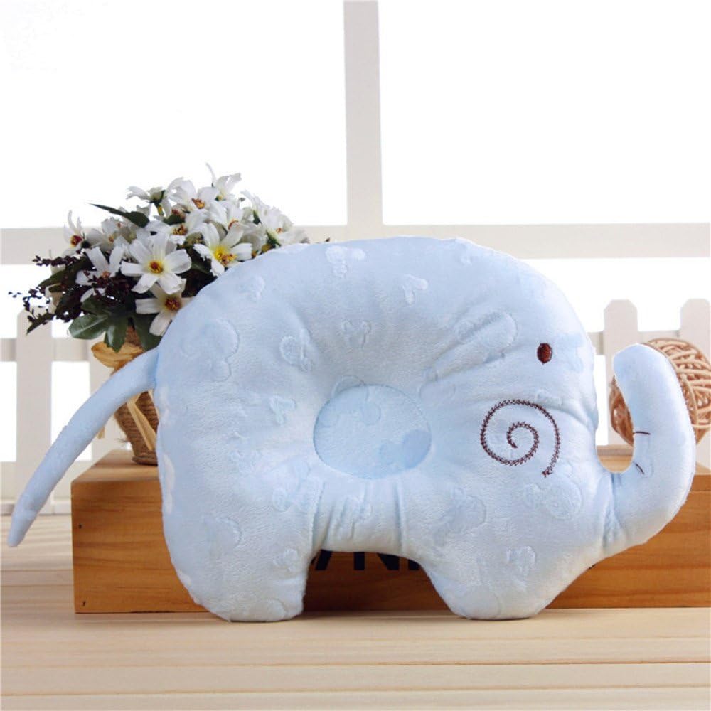 Elephant Newborn Baby Infant Sleep Pillows Head Positioner Pillow Prevent Flat Head Plush Pillows for 1 Months~1 Year (Blue)
