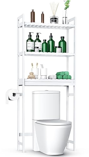 Purbambo Bamboo Over The Toilet Storage, 3-Tier Freestanding Shelf Rack ...