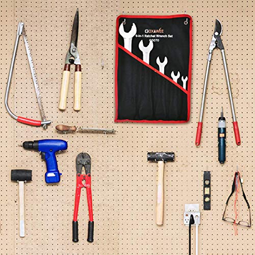 Ratchet Wrench Set 6mm-32mm, GOXAWEE 6 in 1 Combination Wrenches Multipurpose CRV Double Open-End Wrench Roll Home Hand Tool with Bag - 5Pcs Metric Size - Thumbnail 7