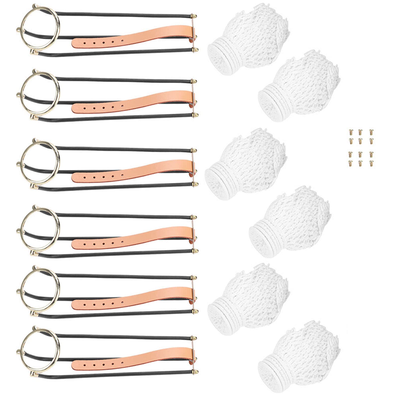 Billiards Table Rail Pockets, 6pcs Standard Snooker Billiard Table Replacement Solid Empire Rail with Net Pockets Set