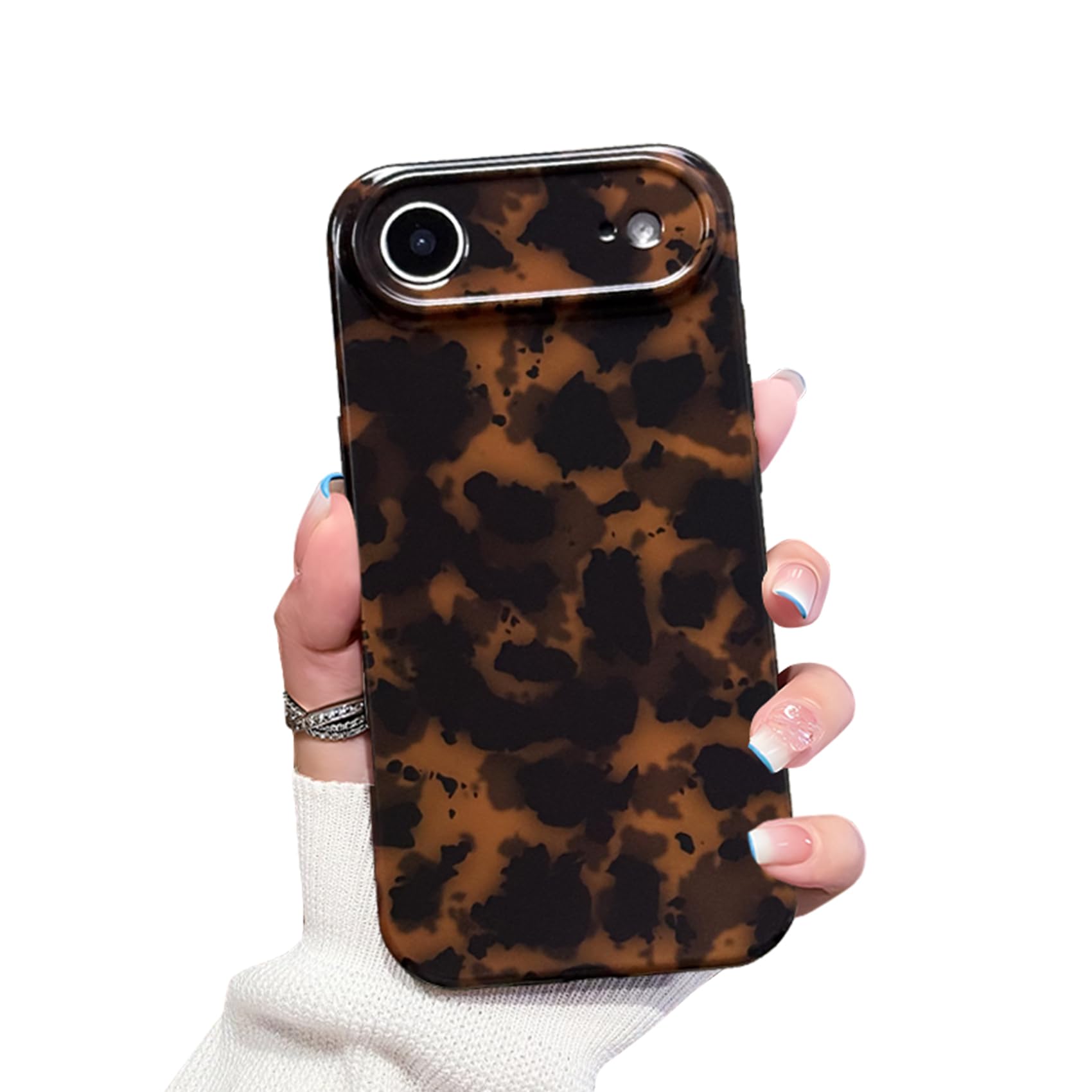 XQAGU Cute Phone Case for iPhone 17 Air Case Amber Pattern Leopard Full Camera Protective Slim Shockproof Cool Trendy Aesthetic-Brown Tortoise Shell