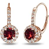 Rose Gold Flashed Sterling Silver Halo Leverback Drop Earrings created with European Crystals