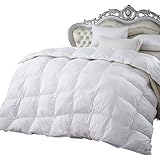 Egyptian Cotton Factory Store900 Thread Count Baffle Box Medium Weight GOOSE DOWN Comforter, All Year, White, Queen