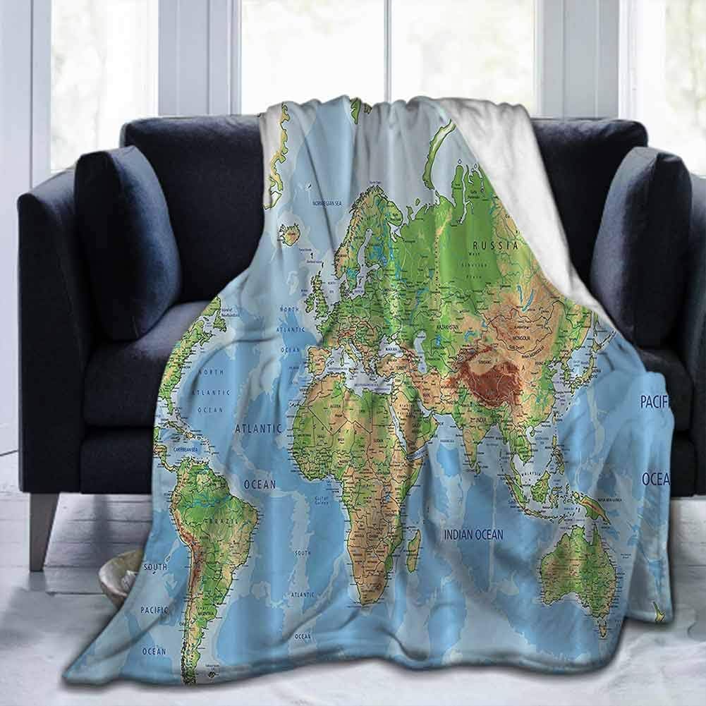 soft blanket queen size World Map,Print Educational