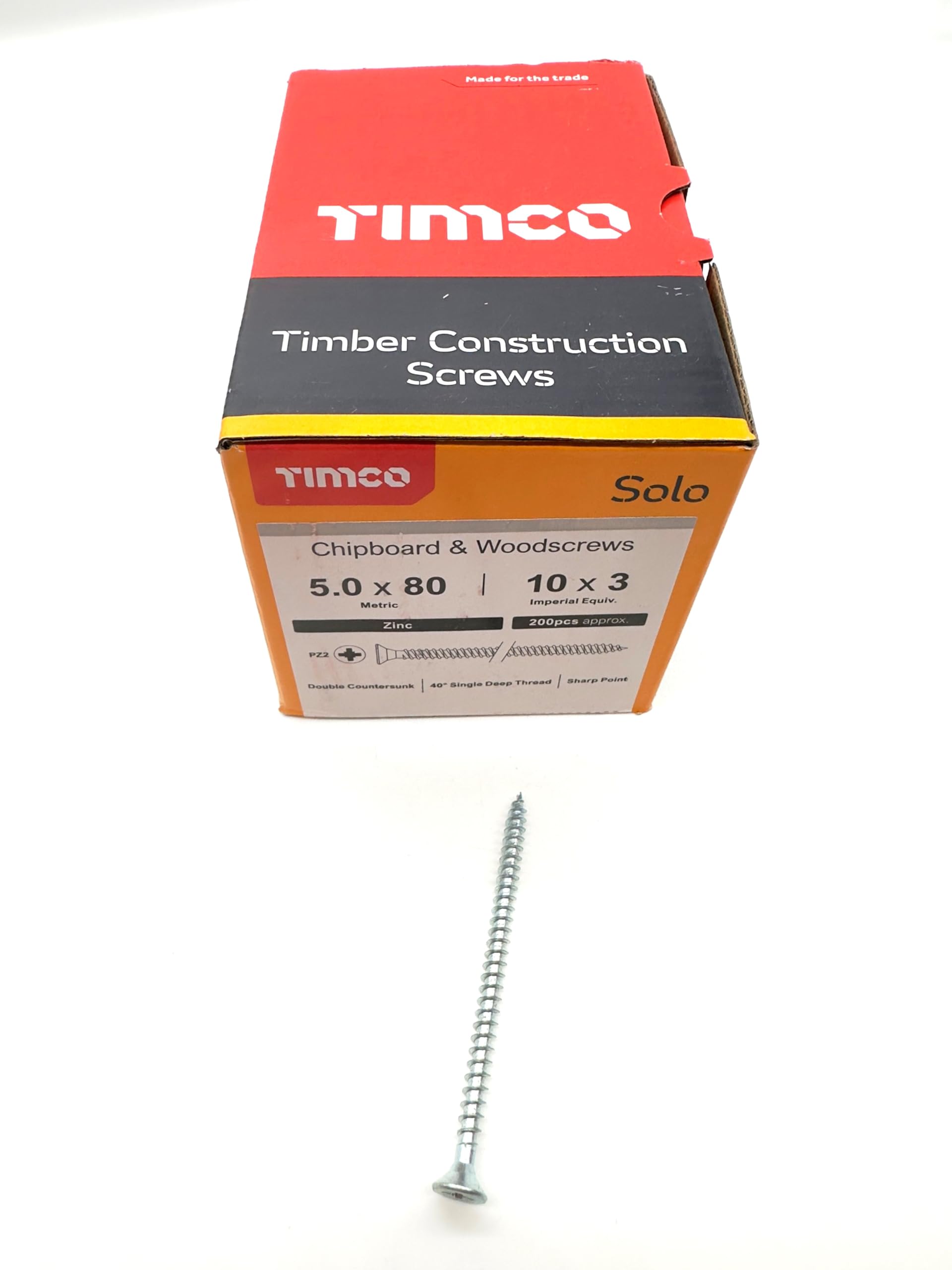 200 Pcs Silver Wood Screws Double Countersunk General Purpose (5mm x 80mm)