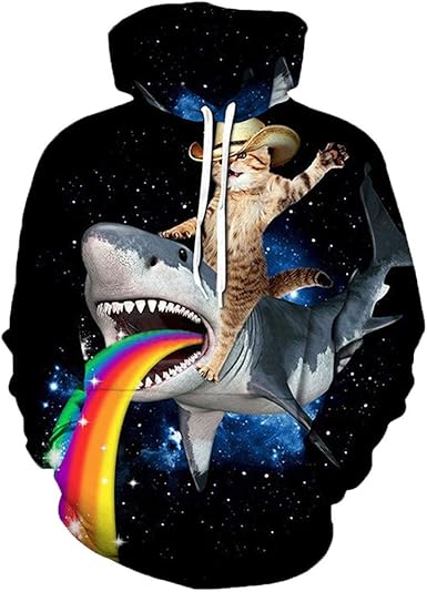 Animal Requin Arc En Chat Mignon 3d Imprimer Veste Hoodies