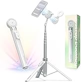 KraftGeek Dual-Sided Magnetic Phone Tripod for iPhone MagSafe, 67" Auto-Open Selfie Stick Tripod with Remote, Hidden Clamp, P