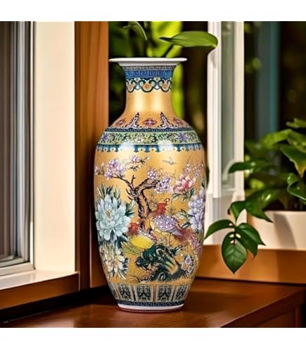 Amazon.com: LLADRÓ Sparrows Vase. Yellow. Porcelain Vase. : Home