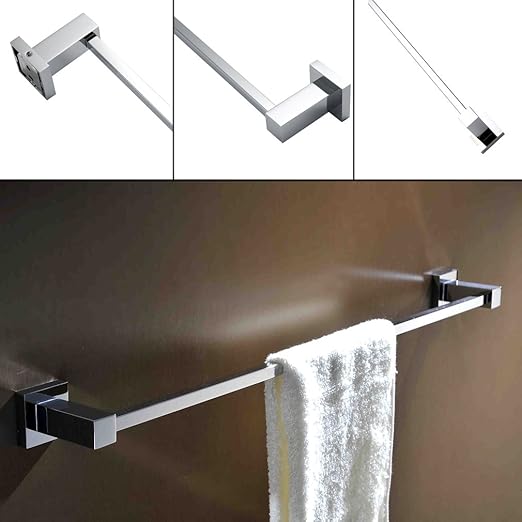 Portasciugamani Moderno Da Parete 61 Cm - Acciaio Inox SUS304, Nichel Spazzolato - Per Bagno Piccolo - 4