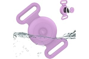 TYANUZZ Waterproof Airtag Dog Collar Holder Compatible with Apple AirTag, Silicone Waterproof Air Tag Case for Dog Collar, Anti-Lost AirTag Holder for Pet Cat Dog GPS Tracker (Purple)