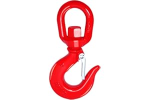 Kivomot G80 Swivel Lifting Hook, 2 Ton Capacity, Forged, Heat Treated, Painted, Self-Locking, 6:1 Safety Ratio, Single Hook for Industrial and Construction Lifting