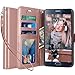 LK Case for Galaxy Note 5, [Wrist Strap] Luxury PU Leather Wallet Flip Protective Case Cover with Card Slots and Stand for Samsung Galaxy Note 5 (Rose Gold)