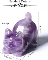 JSDDE Amethyst Crystal Cat Figurine Cute Gemstone Ornament 4x3.3x2.5cm view 6