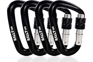 Rallt Carabiners 24kN, 12kN- Heavy Duty Carabiner Clip for Hiking, Hammock, Backpacking- Lightweight, No Rust Aluminum Camping Accessories