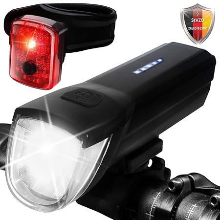 Yami Fahrrad licht Fahrradlicht LED fahrradbeleuchtung Set, StVZO Licht Fahrrad Beleuchtung Fahrradlichter Set USB Fahrradlic