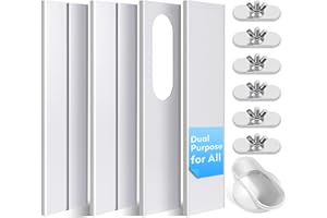 SIKADEER Universal Window Seal Kit for Portable Air Conditioner of Exhaust Hose 5.1/5.9 Inch Diameter with Coupler Adjustable Max Length to 60 Inch AC Vent Kit PVC Seal for Sliding Window