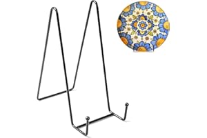 Bilillo 3 Pack 8 Inch Plate Stands for Display, Black Iron Frame Stand Plate Holders for Displaying, Small Picture Stand for 