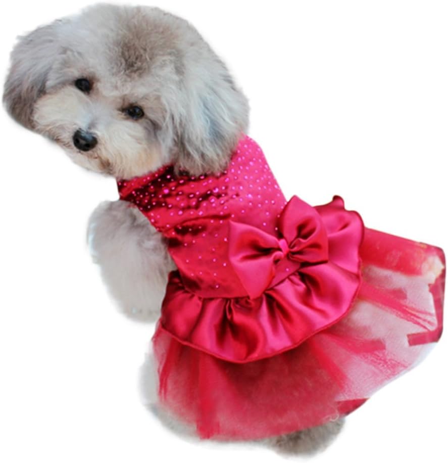 Smart Cute Pet Puppy Clothes Apparel Tulle Skirt Bowknowt