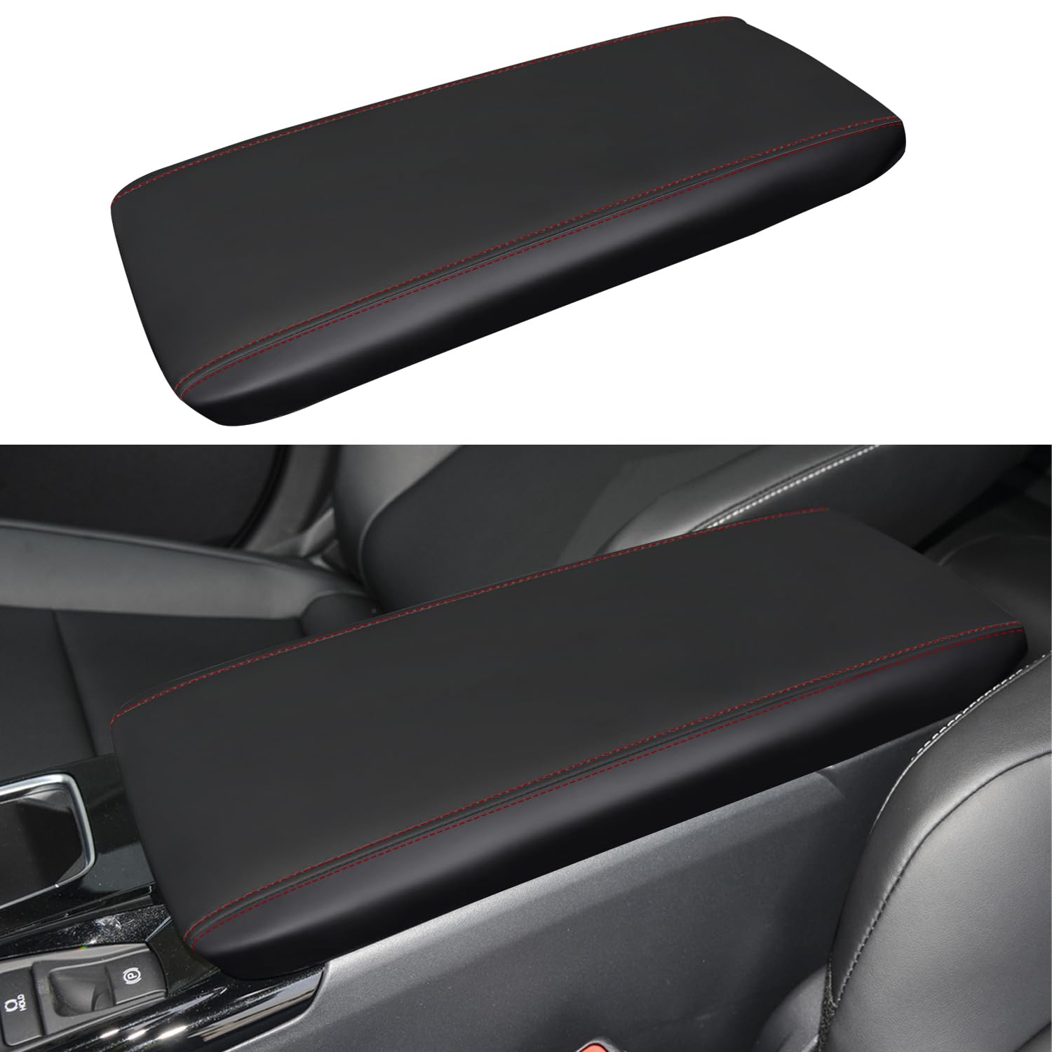 Photo 1 of XYHGM Car Center Console Armrest Cover for Toyota Camry 2025 2026 Leather Anti-Scratch Central Arm Rest Box Lid Seat Cover Protector Cushion Saver interior Accessories(Red Stitches)