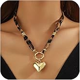 Scarf Necklace with Charm for Women Leopard Statement Choker Gold Heart Bow Pearl Pendant Charm Necklaces Boho Beach Holiday Jewelry Gift