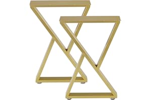 HOMEKAYT Industrial Metal Table Legs (H28 x W17.7) Heavy Duty Modern Furniture Legs for DIY Use Set of 2 Desk Legs Multiple Uses for Dinning Table,Coffee Table,Kitchen Table-(Triangle-Shape,Gold)