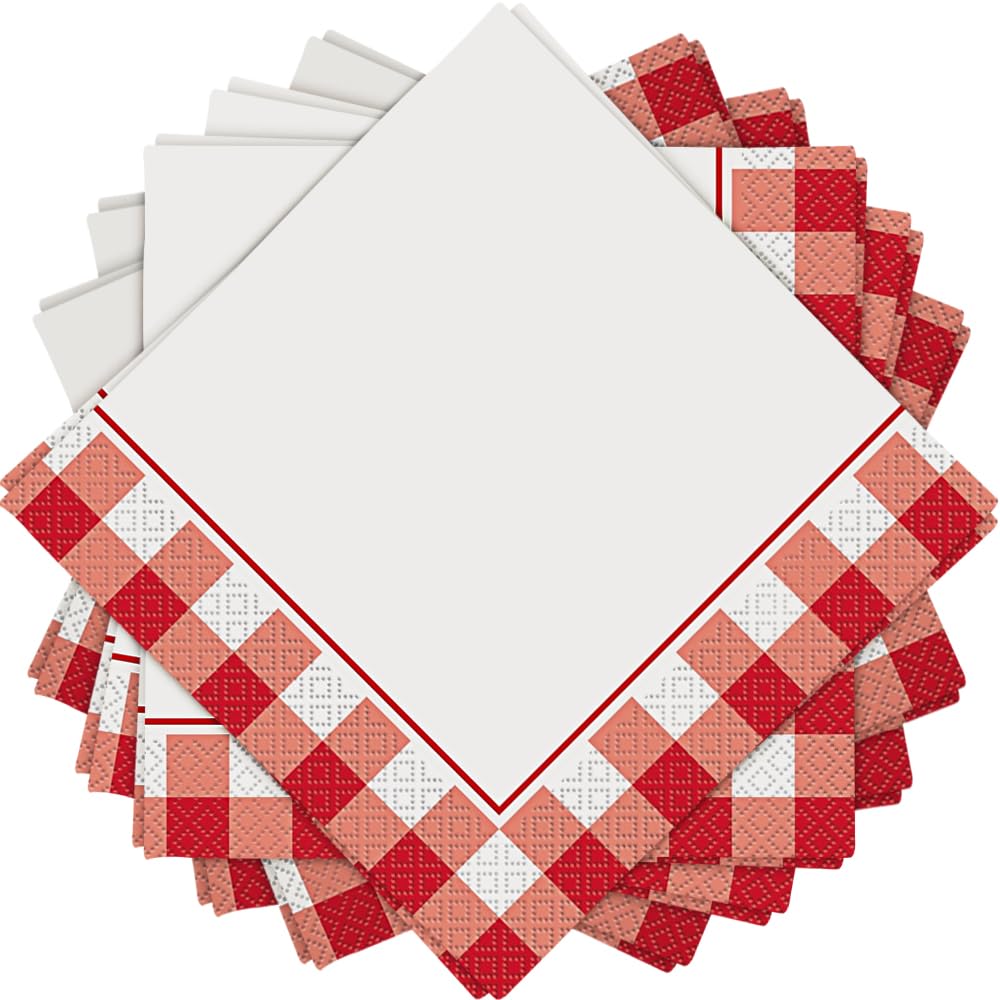 Unique 58712 Classic Luncheon Napkins | Red Gingham Theme | 16ct, 16.8 x 16.8 x 16.8 cm