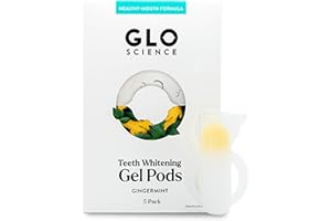 GLO Science Teeth Whitening Gel Pods – Safe, Effective Tooth Whitener with Silicon Brush, 6% Hydrogen Peroxide – Fastest Way to Whiter Teeth, Sensitivity Free – Gingermint Flavor (Pack of 5)