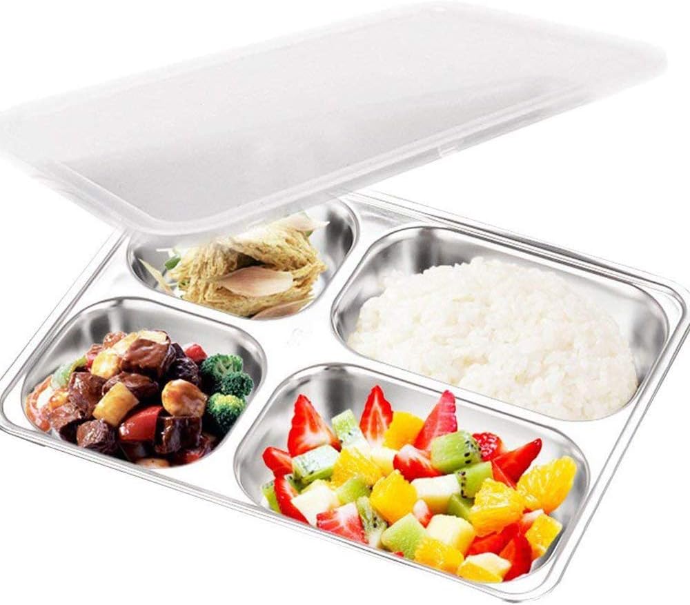TEERFU Large 304 Stainless Steel Bento Lunch Box,4 Compartment Food