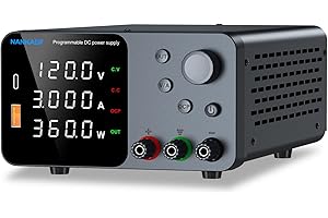 NANKADF DC Power Supply, 120V 3A Bench Power Supply with Encoder Adjustment, 5V/3.6A USB&Type-C Quick-Charge, Variable Power Supply with Output Enable/Disable Button, Short Circuit Alarm (0-120V 0-3A)