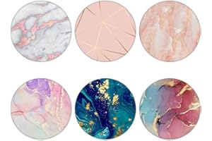 （6 Pack） Cellphone Stand,Cell Phone Finger Foldable Holder Grip for Smartphones and Tablets - Rose Gold Green White Pink Marb