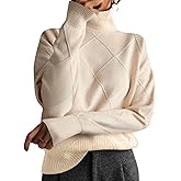 Scapodo Womens Oversized High Neck Pullover Sweater Casual Fashion Long Sleeve Solid Color Crew Knit Sweater
