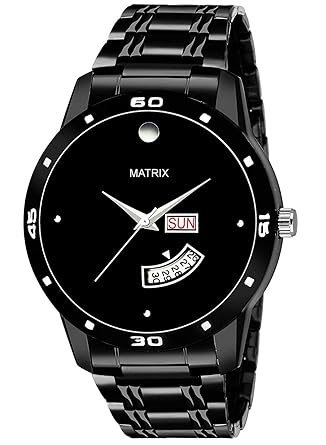 Premium Day & Date Black Dial Watch for Mens & Boys (DD-48)