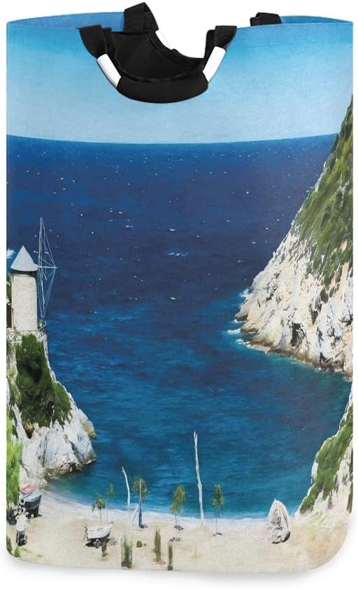 Ychy Laundry Hamper Beach Rocky Sandy Cove Seaside Print Baskets Dirty Clothes Washing Bin College Dorm Bag For Bathroom Bedroom Amazon Co Uk Kitchen Home amazon co uk