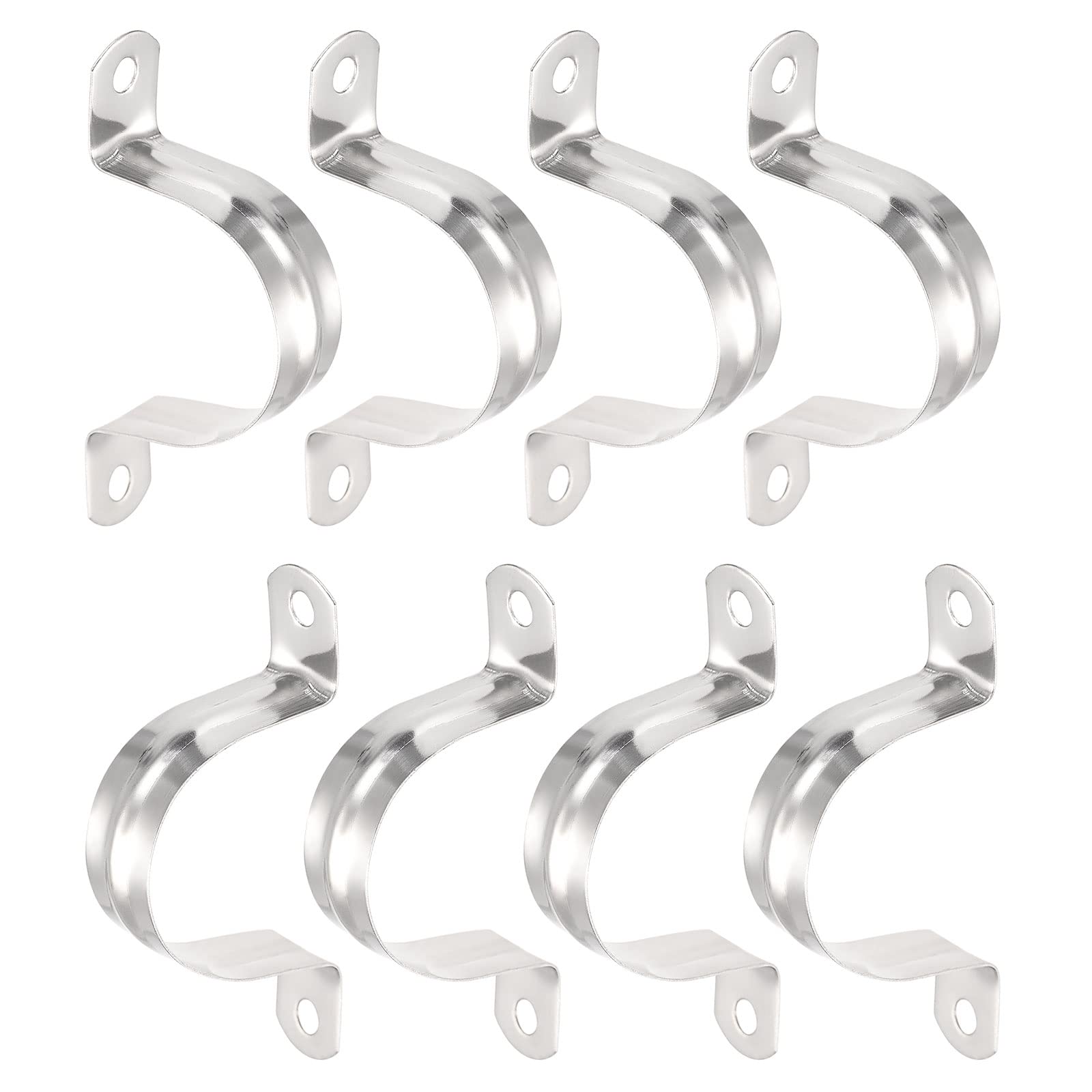 DTGN 18mm(W) Two Hole Strap - 8Pack - Good for Industrial 42mm Dia Pipe Fixing - 201 Stainless Steel Rigid Pipe Strap Clamp - Silver Tone — image 1