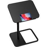 GOYLSER Large TV Tray Table Adjustable Height, Flip-Top, Snack Side Table with 360&deg; Swivel and 180&deg; Tilt, C Shaped End Table for Couch, Sofa, Dinner Eating and Recliner (Black)