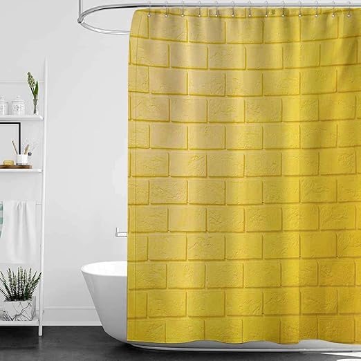 Amazon Com Shower Curtains Navy And Grey Mustard Monochrome Brick