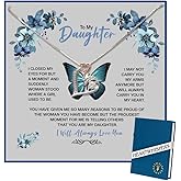 HEARTWHIPERS To My Daughter Necklace from Mom - 925 Sterling Silver Forever Love Heart Pendant - Mother Daughter Gifts, Birthday, Graduation, Wedding Jewelry for Daughter with Message Card