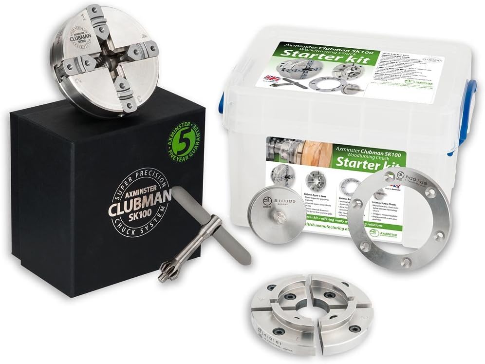 Axminster Woodturning Chucks Starter Kit SK100 Chuck Package - T04M