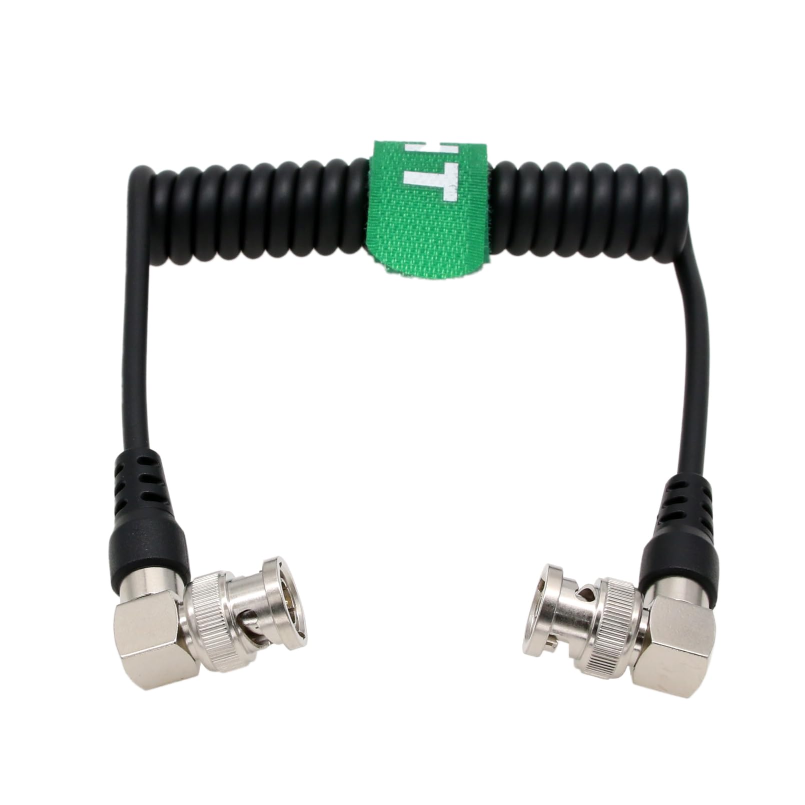 HangTon 3G HD SDI BNC Coiled Cable for Blackmagic Teradek Hollyland Mars Atomos SmallHD Feelworld Portkeys Monitor Sony Canon ALEXA DSMC2 Camera Video Transmission, Right Angle BNC