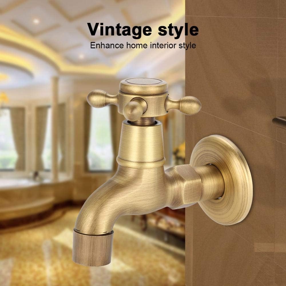 European Classic mop Pool Faucet wall Mounted Single Cross Handle Solid Brass Vintage Antique Oil Rubbed Bronze Water tap Elegant Smooth Luxury Cold hot Water Control Sink Faucet - Image 5