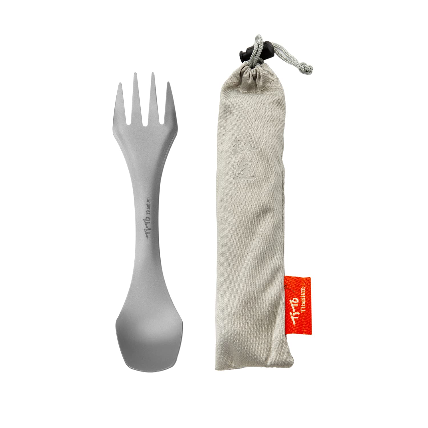 TiTo Titanium Spork 2-in-1 Lightweight Spoon-Fork Portabale Flatware for Outdoor Camping, Traveling, Hiking and Picnics Utensil(2-1)