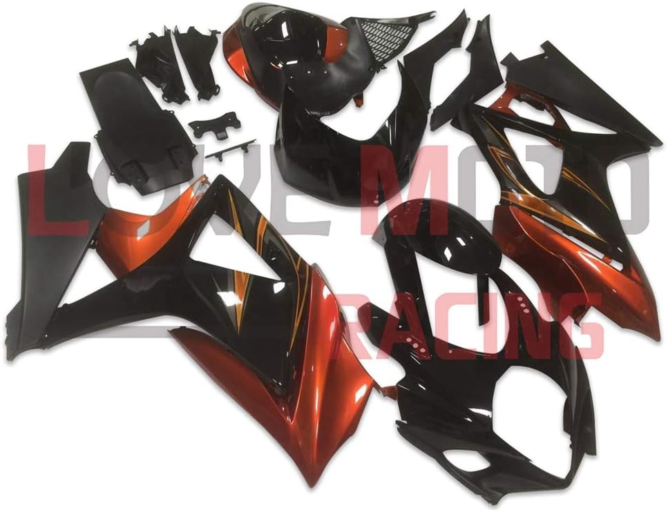 LoveMoto Fairings for GSXR1000 GSXR 1000 2007 2008 K7 07 08 GSX R1000 K7 ABS Injection Mold Plastic Motorcycle Fairing Set Kits Black Orange