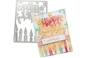 Mvchifay Cutting Dies Metal Stencils Scrapbooking Tool DIY Craft Carbon Steel Embossing Template for Paper Card Making (Happy Birthday and candles-14.5x11.2cm)