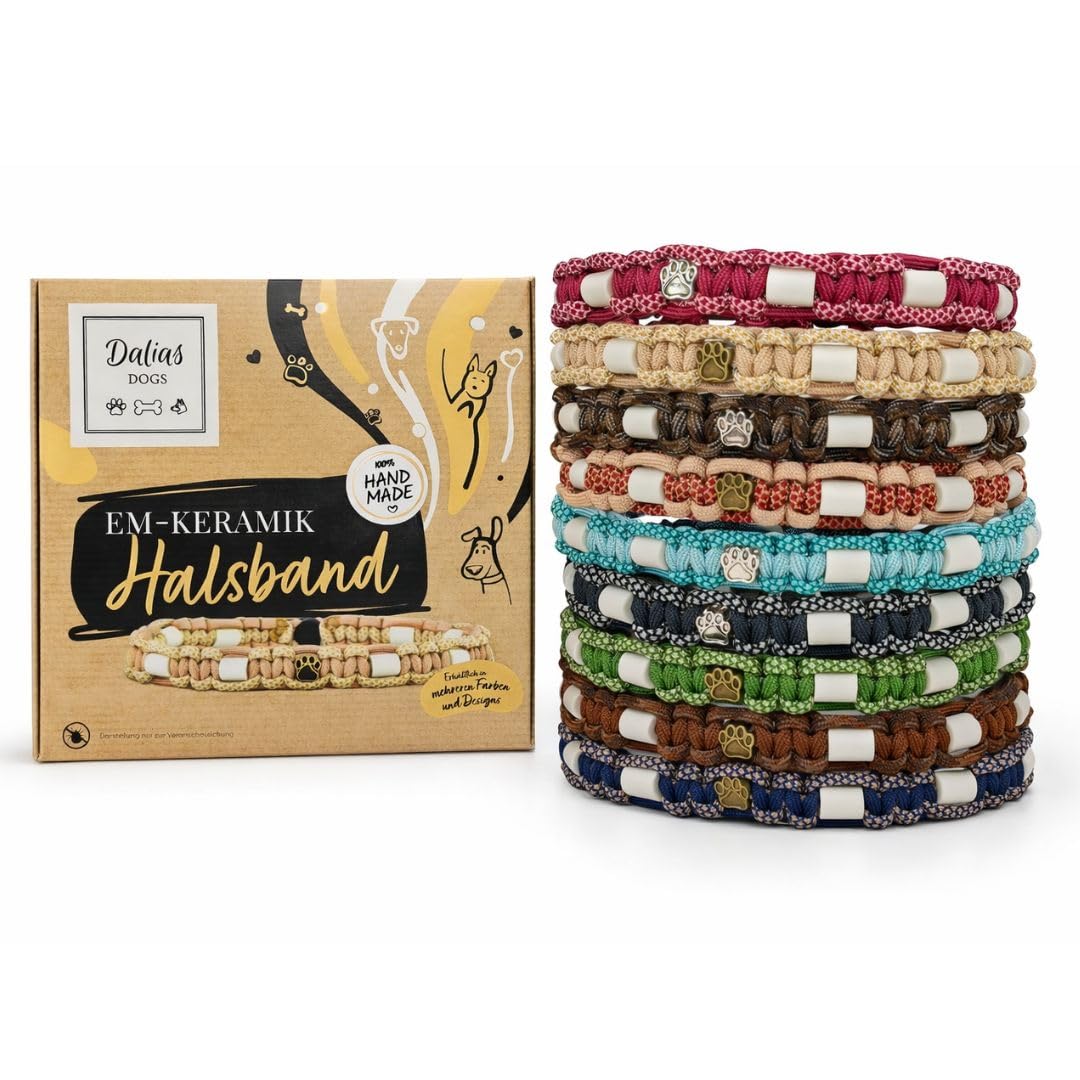 EM Ceramic Collar for Dogs & Cats - Made to Measure EM Band Original US Paracord (21-30 cm, Raspberry)